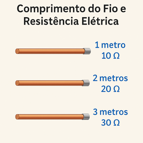 Imagem: Resistência aumenta proporcionalmente ao comprimento do fio.