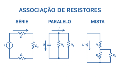 Imagem: Associação de resistores em série, paralelo e misto