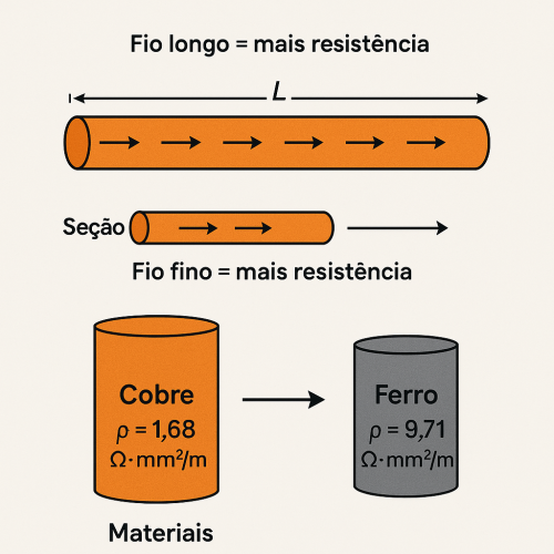 Imagem: Fatores que influenciam a resistencia comprimento area e material