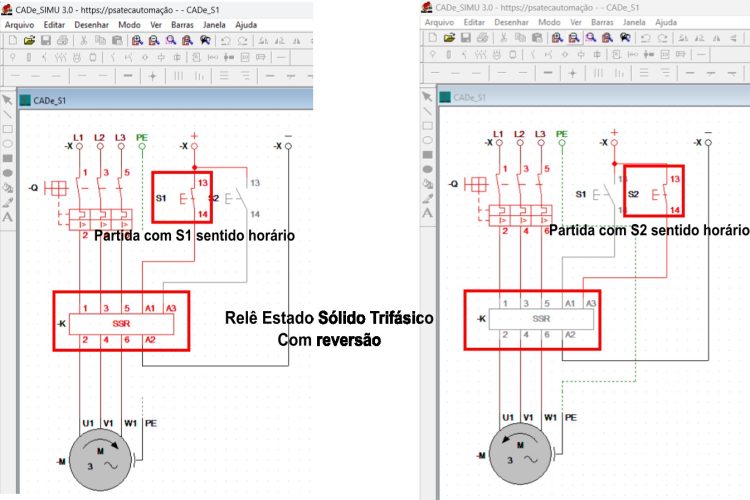relê de estado sólido trifásico com reversão
