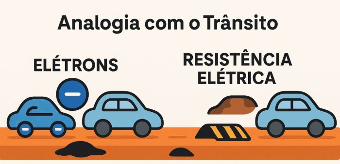 Imagem: resistência elétrica é como buracos e lombadas que dificultam a passagem dos elétrons